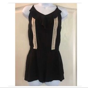 Xhilaration Black Romper With Cream Lace